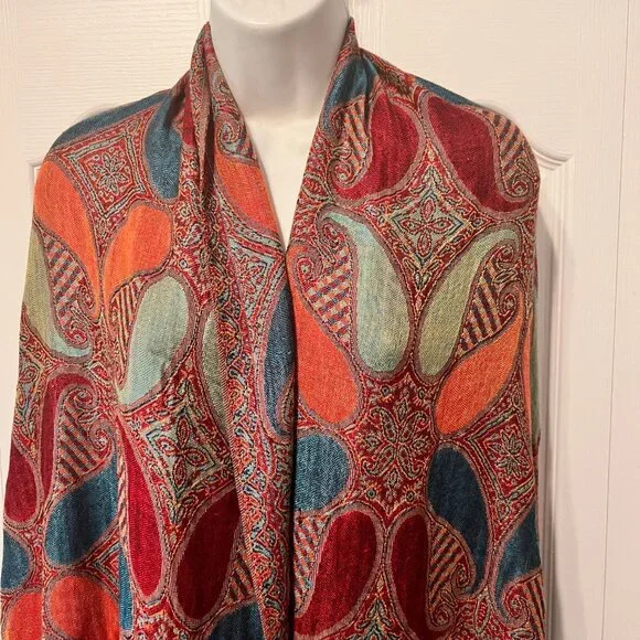 Pashmina Cashmere Scarf-Beautiful Bright Colors-27" x 86"- Warm/Cozy-Versatile - Picture 7 of 16